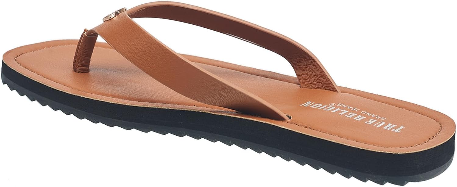 True Religion Women’s Flip Flop Sandals – Lightweight Rubber Sole with Iconic Logo Detail