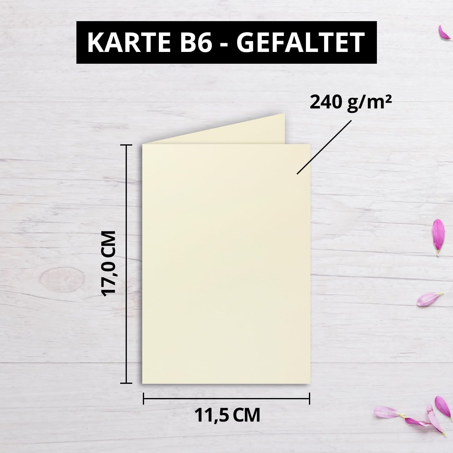 100x DIN B6 Faltkarten Set mit Umschlägen - Vanille (Creme) - 115 x 170 mm - ideal für Einladungskarten, Hochzeit, Taufe, Kommunion, Konfirmation - Marke: FarbenFroh
