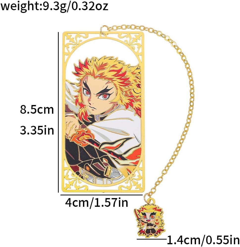 Image of Demon Slayer Anime Bookmarks Set 4pcs Collection, Durable Metal Bookmark Featuring Tanjiro Nezuko Zenitsu Rengoku Characters, Ideal Manga Lovers Gift for Readers Students Collectors