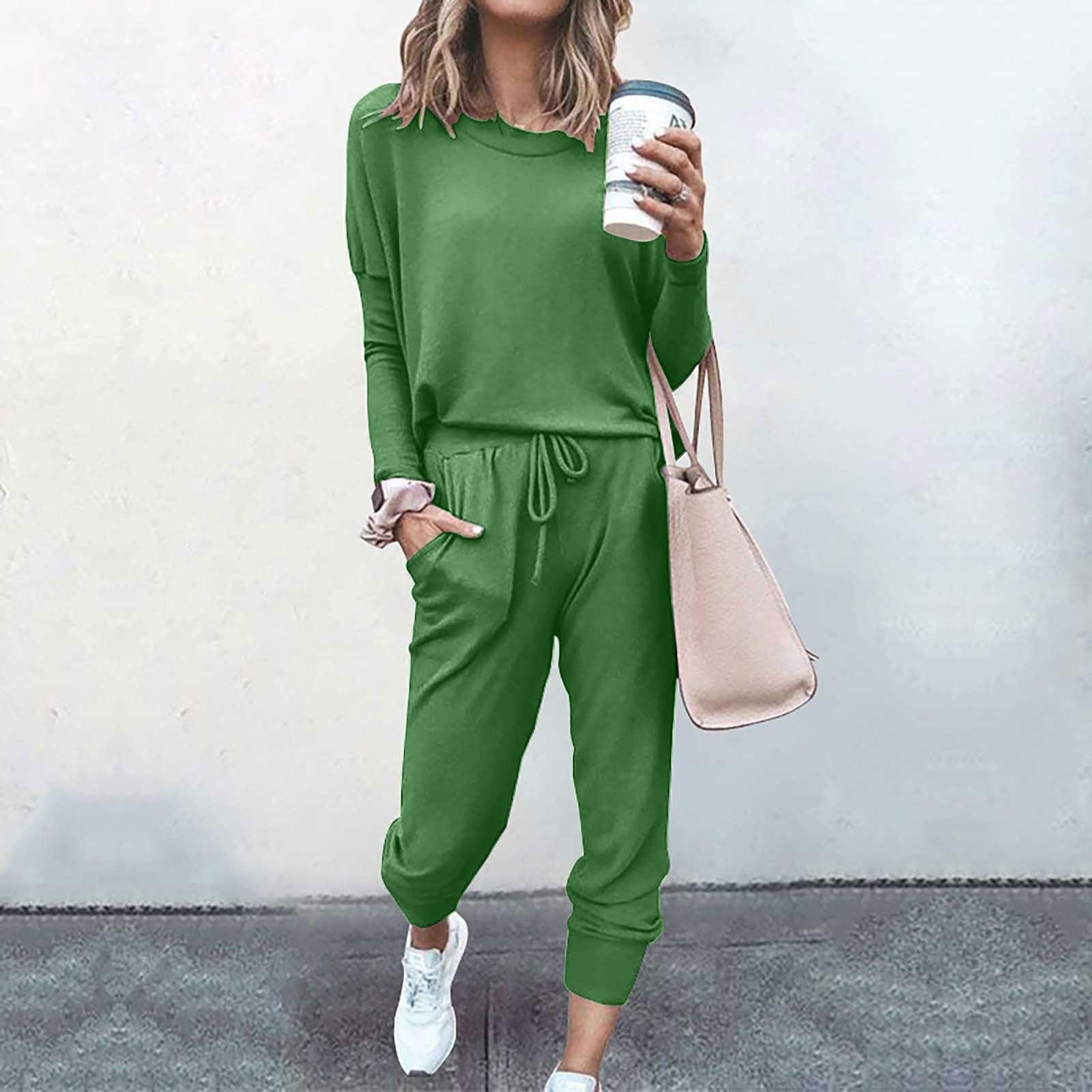 Conjunto de dos piezas para mujer, invierno, lounge para mujer, chándal de dos piezas, manga larga con pantalones de chándal de algodón, ropa deportiva, transpirable, chándal para el aire libre, ropa