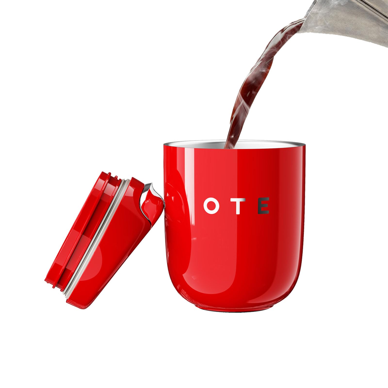 OTE Coffee Travel Mug, Double Walled Coffee Cup 220ml Vacuum Insulated Stainless Steel with Leakproof Lid, Reusable Coffee Cups, BPA-Free, Mini Thermal Mug/to Go Cups for Hot Cold Drinks, Red