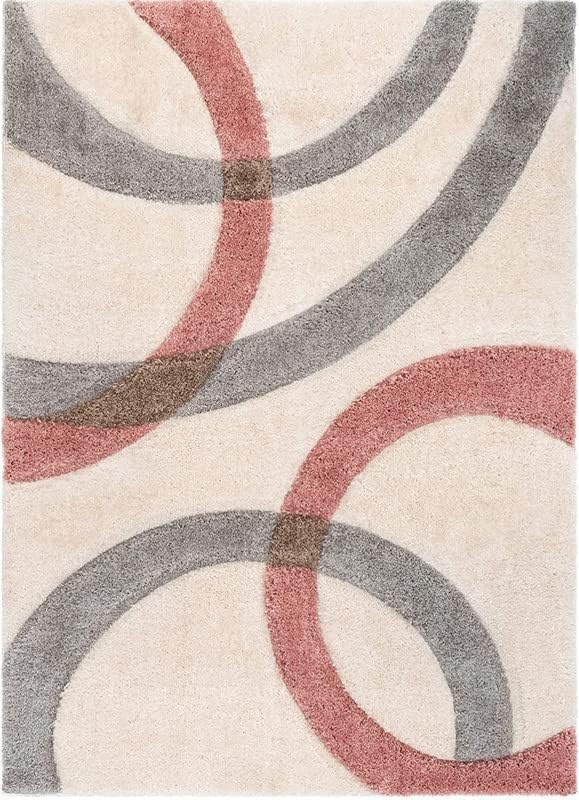 Image of Shaggy Carpet for Home 12 x 16 Feet Ultra-Soft, Thick, and Stylish Shag Texture Ideal for Living Room, Bedroom, or Office - Easy to Clean and Perfect (Ivory Grey Pink Zmq)