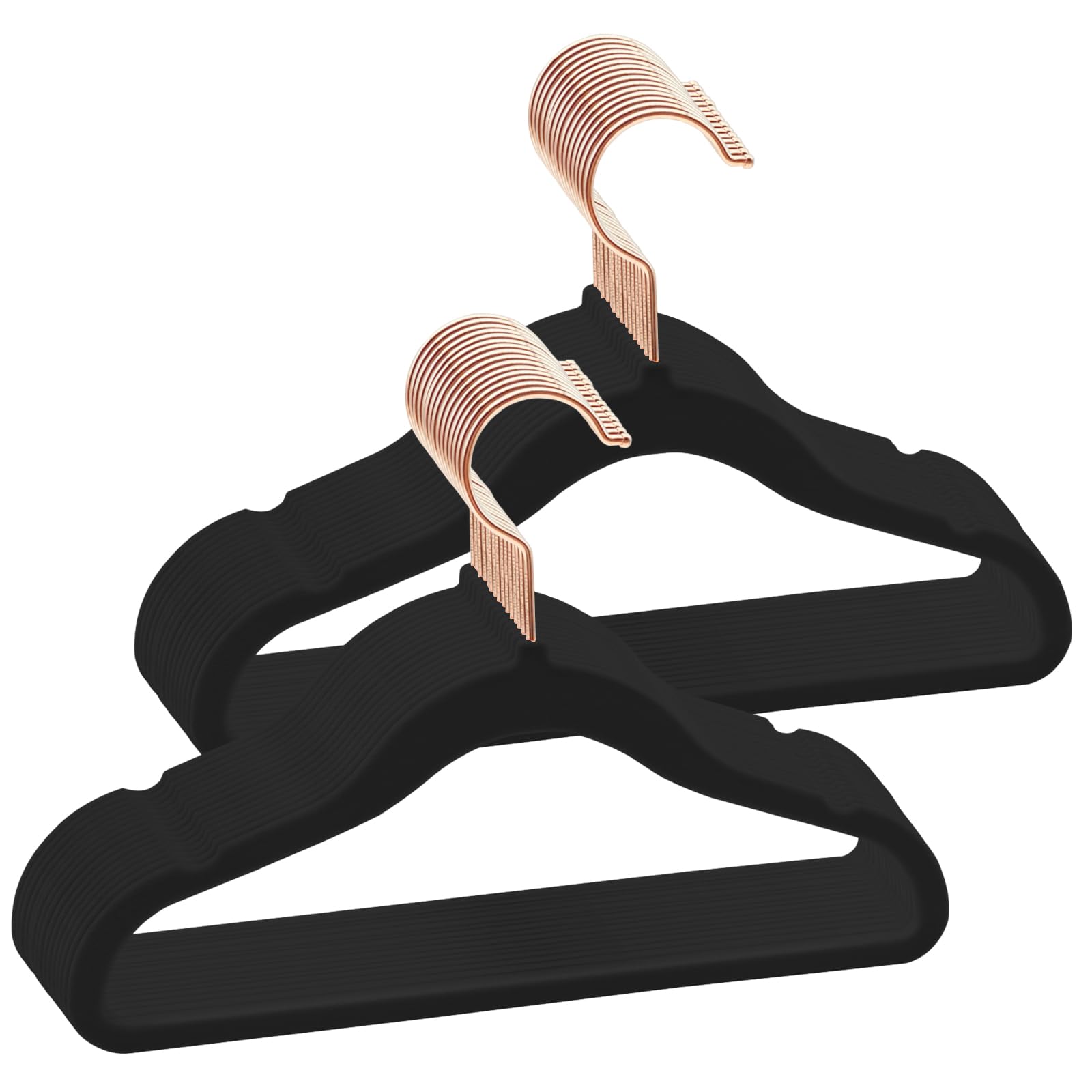 ABHENG 30 Stück Kinderkleiderbügel Samt, Samtbügel für Baby mit 360° Drehbarem Haken, rutschfeste und strapazierfähige mit Krawattenhalter, 30B x 20,5H cm, Schwarz, AFY0330B