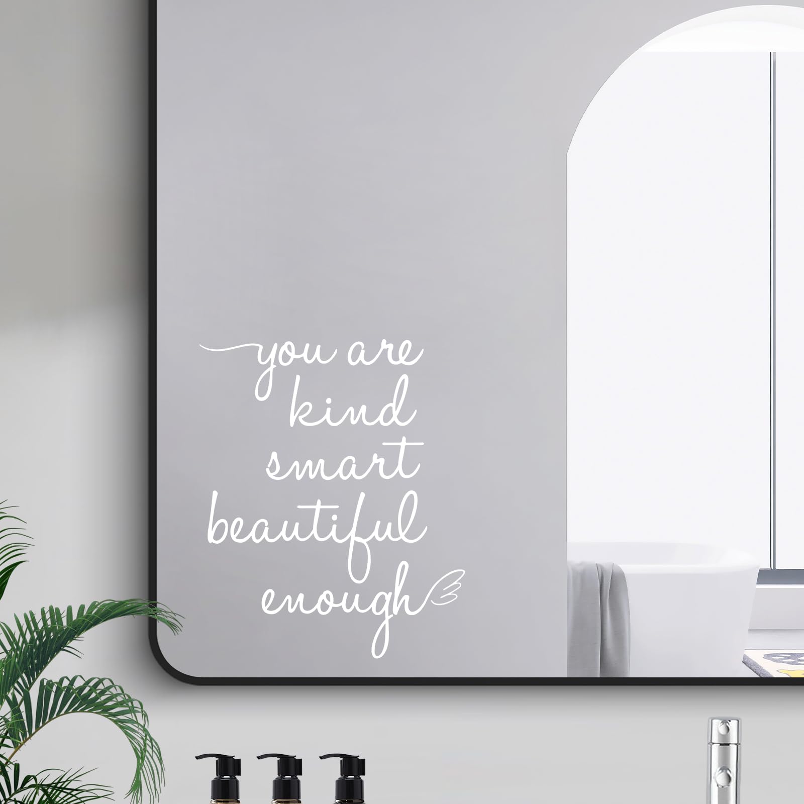 JINGIHE Affirmation Stickers You are Kind Smart Beautiful Enough Mirror Wall Decor for Bathroom Vinyl Peel and Stick