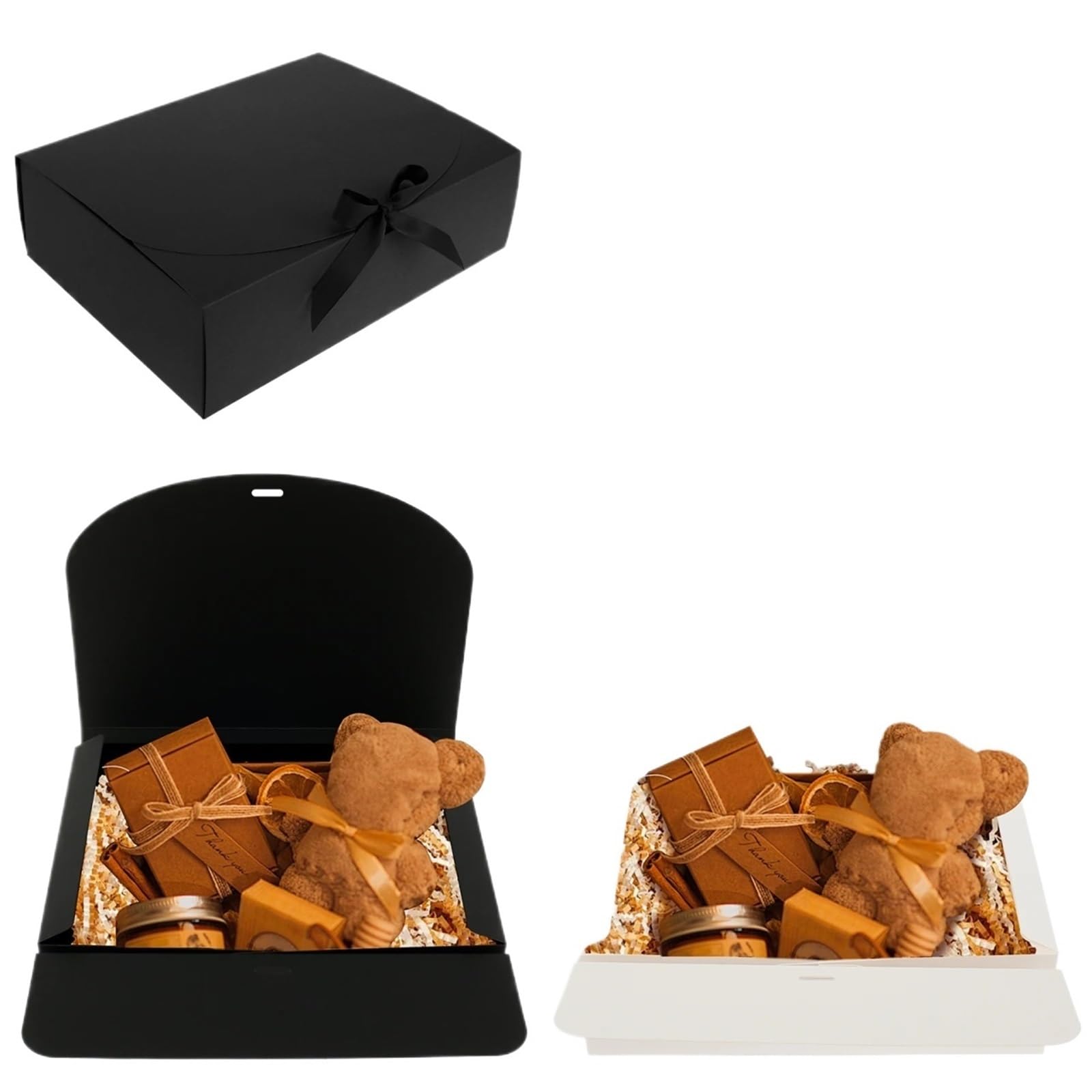 10 scatole con coperchi e Nastro di Carta Regalo Grande capacità Decorativa Festa Matrimoni Compleanno Vacanza Caramelle stoccaggio Adatto per Anniversari, Matrimoni(Black 10 PCS)