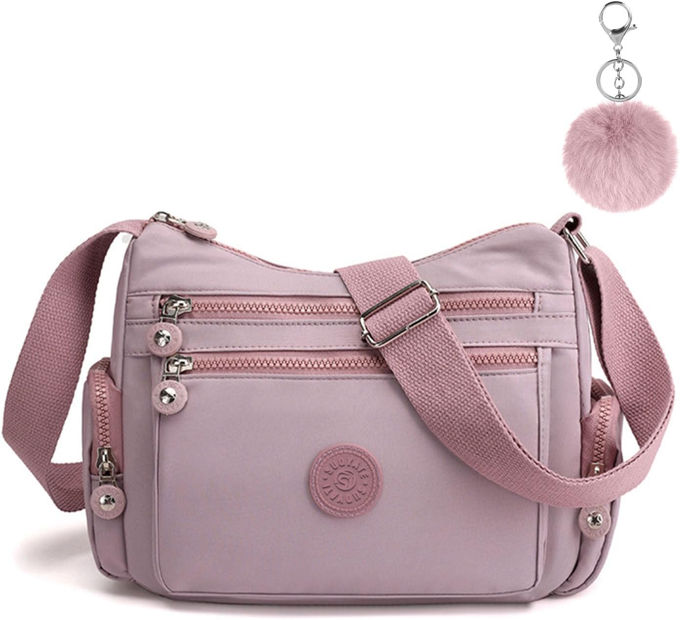 Women's Multi-Pocket Casual Crossbody Bag, Multifunctional Travel Bag with Adjustable Shoulder Strap, Nylon Lightweight and Waterproof, for Shopping, Hiking, Everyday Use