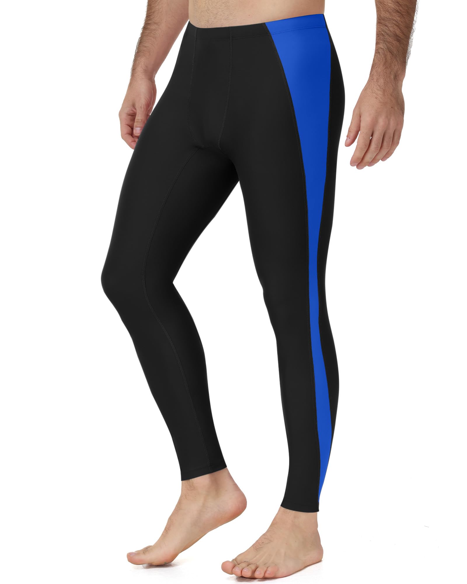 Runhit Herren Schwimmhose Lang, Eng Anliegende Badehose mit UPF 50+, Atmungsaktiv Schwimmleggings mit Tasche, Kompressionshose Rash Guard Leggings für Schwimmen, Surfen, Strand & Training