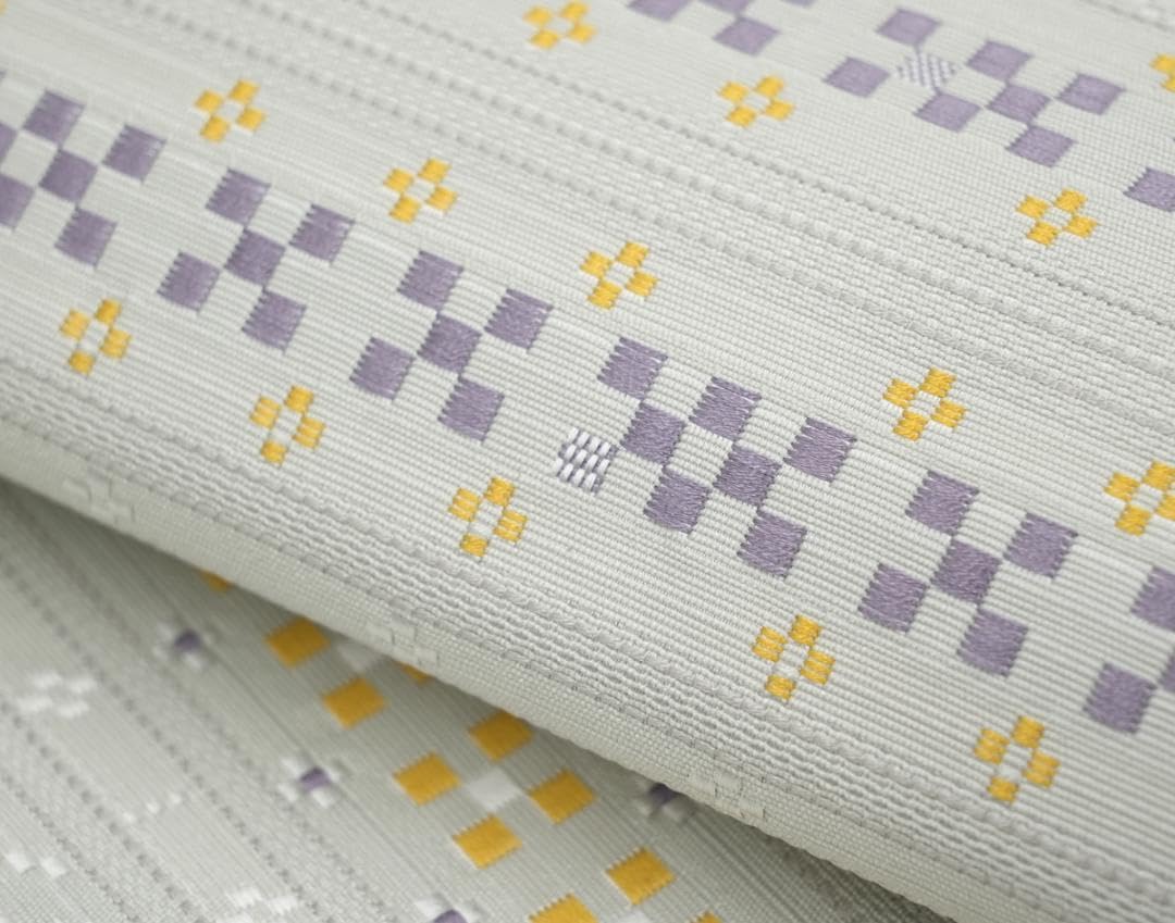 新品未仕立 博多帯 協和織 八寸名古屋帯 花織柄② グレー地 仕立込