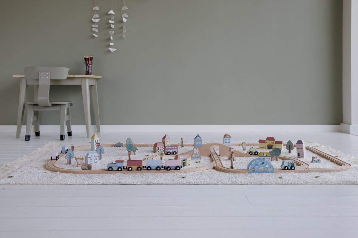 Little Dutch 4487 Holz Eisenbahn mit Schienen Starter Set XXL