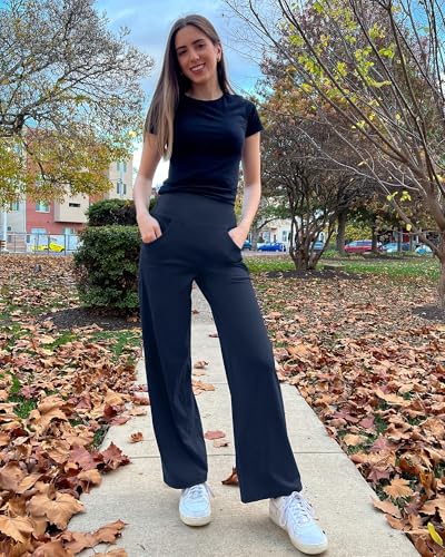 Promover Wide Leg Pants Woman Yoga Pants with Pockets Stretch Loose Casual Lounge Sweatpants Petite/Regular/Tall2