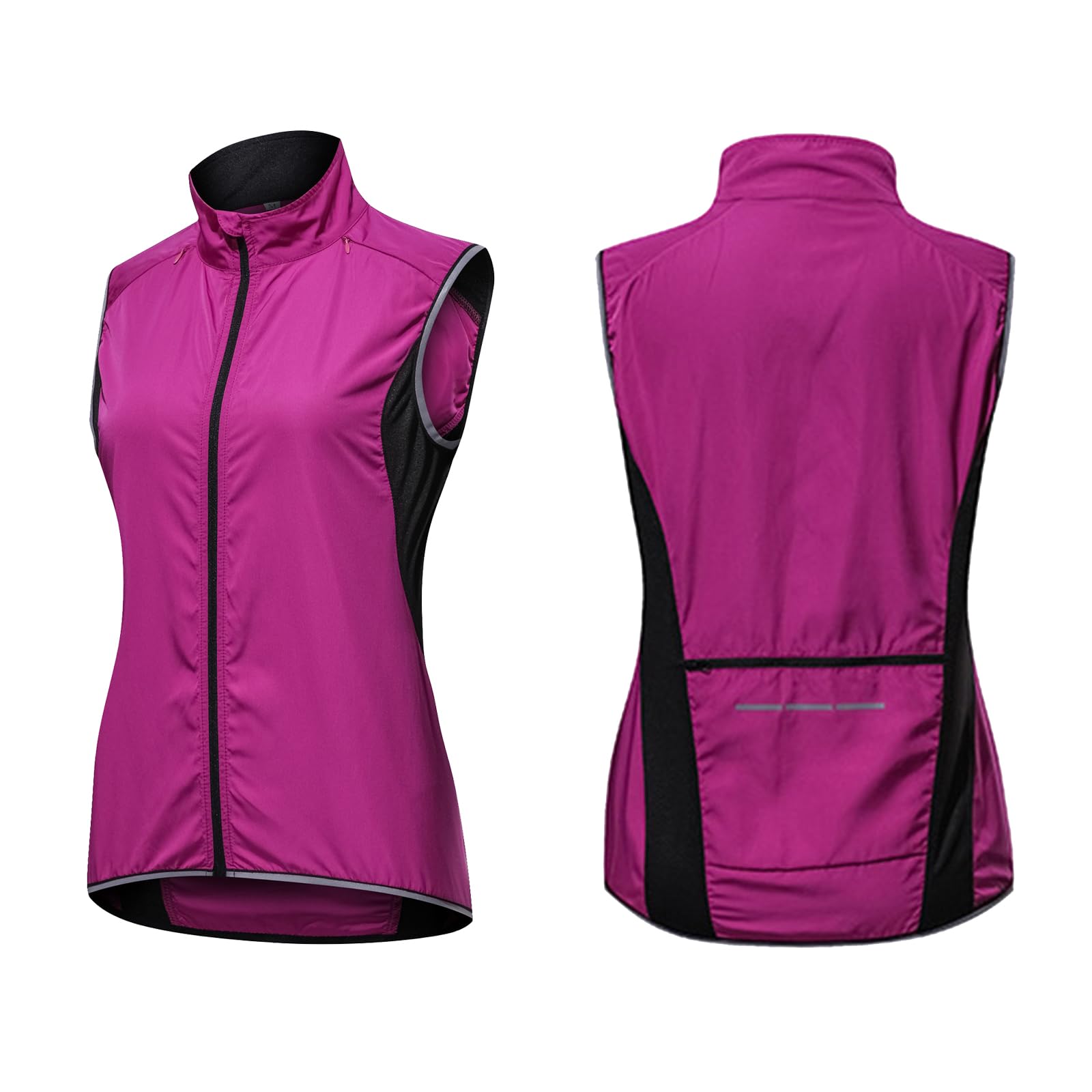 Gilet de cyclisme pour femme, léger et respirant, veste de sport sans manches, imperméable, coupe-vent, gilet sans manches, résistant aux UV, maillot de vélo réfléchissant VTT, randonnée,Purple-XL
