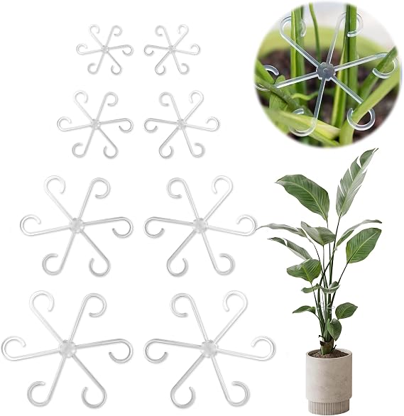 Clear Indoor Plant Support Stakes, 8 Pack Plastic Stem Holders