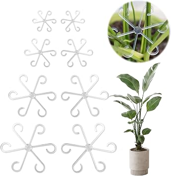 Clear Indoor Plant Support Stakes, 8 Pack Plastic Stem Holders