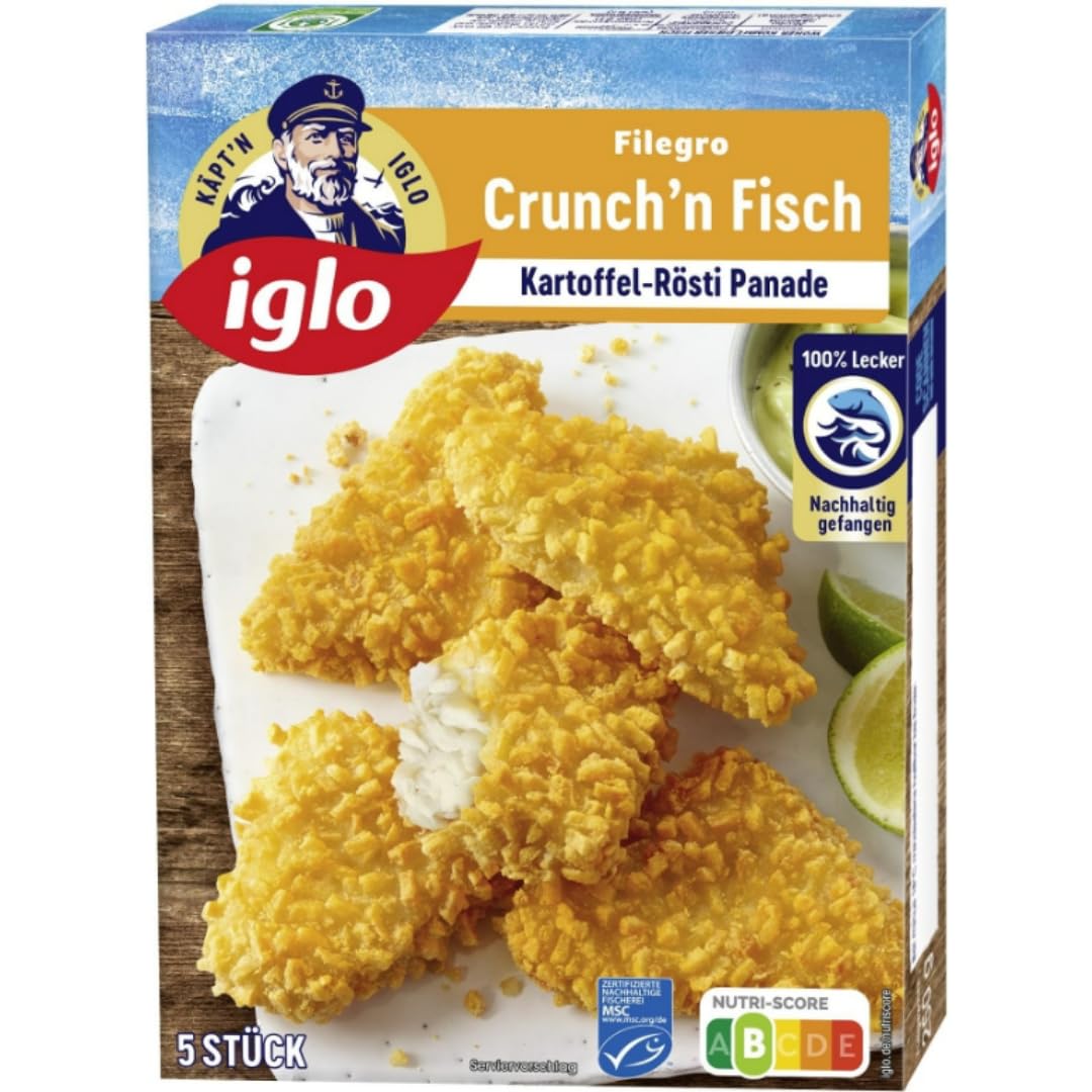 Iglo Filegro Crunch'n Fisch Fisch-Filets 250 Gramm, 4 Er