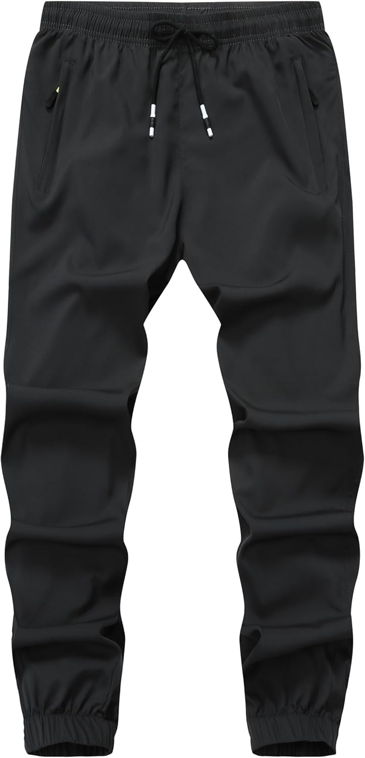 Boys Hiking Joggers Pants Outdoor Youth Quick Dry Lightweight Athletic with Zipper Pockets