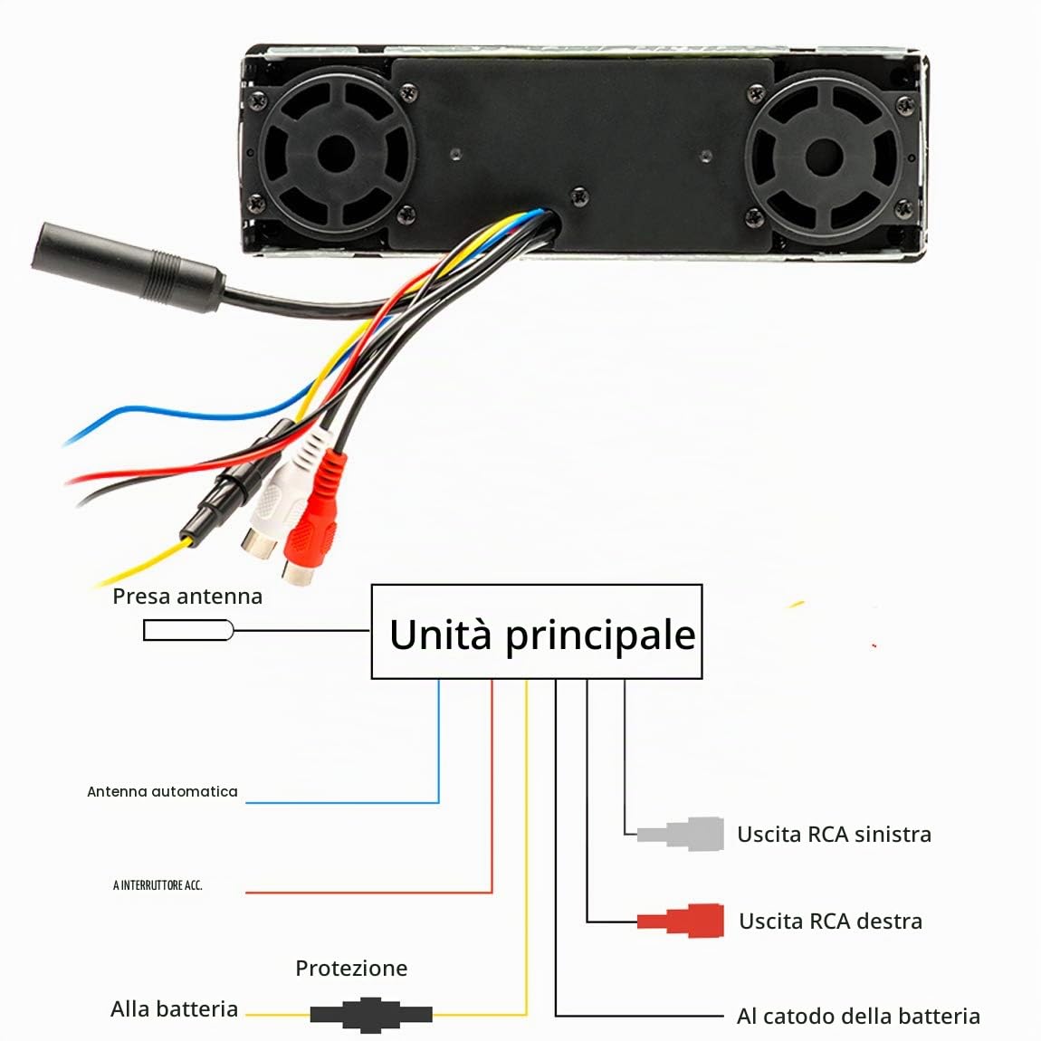 1 DIN Bluetooth Autoradio con Due Altoparlanti Universale 12V FM MP3 Autoradio Bluetooth Chiamata in Vivavoce Auto in-Dash Car Stereo