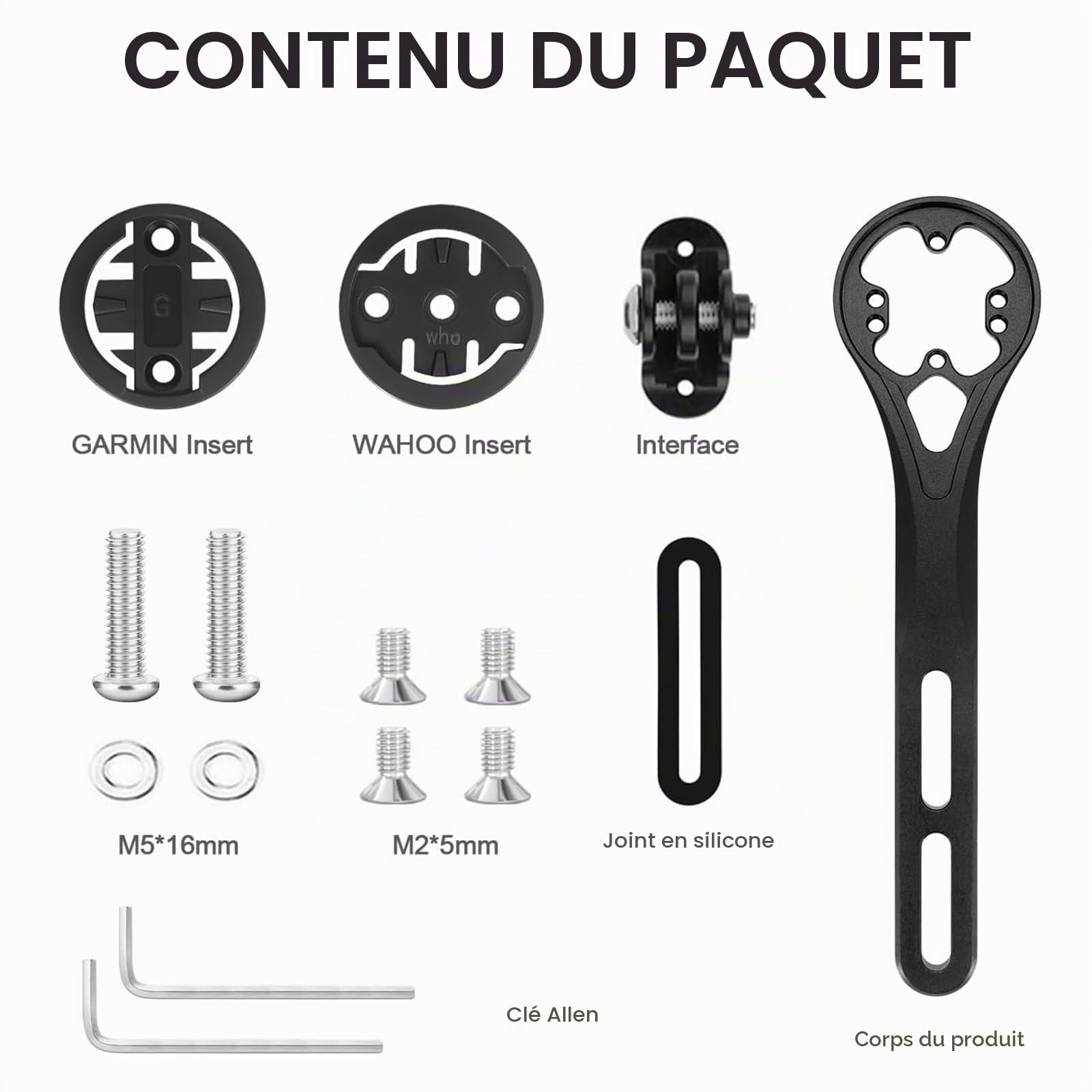 Support de vélo pour guidon aéro, montage combiné intégré avant compatible Garmin Edge Wahoo Elemnt