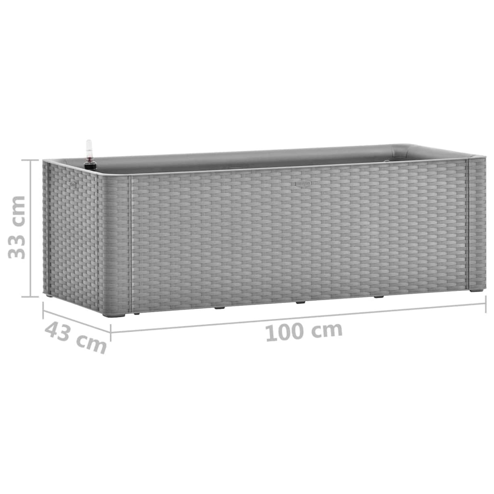ARKEM Arriate con Sistema de riego automático Gris 100x43x33 cm Macetero Grande Exterior