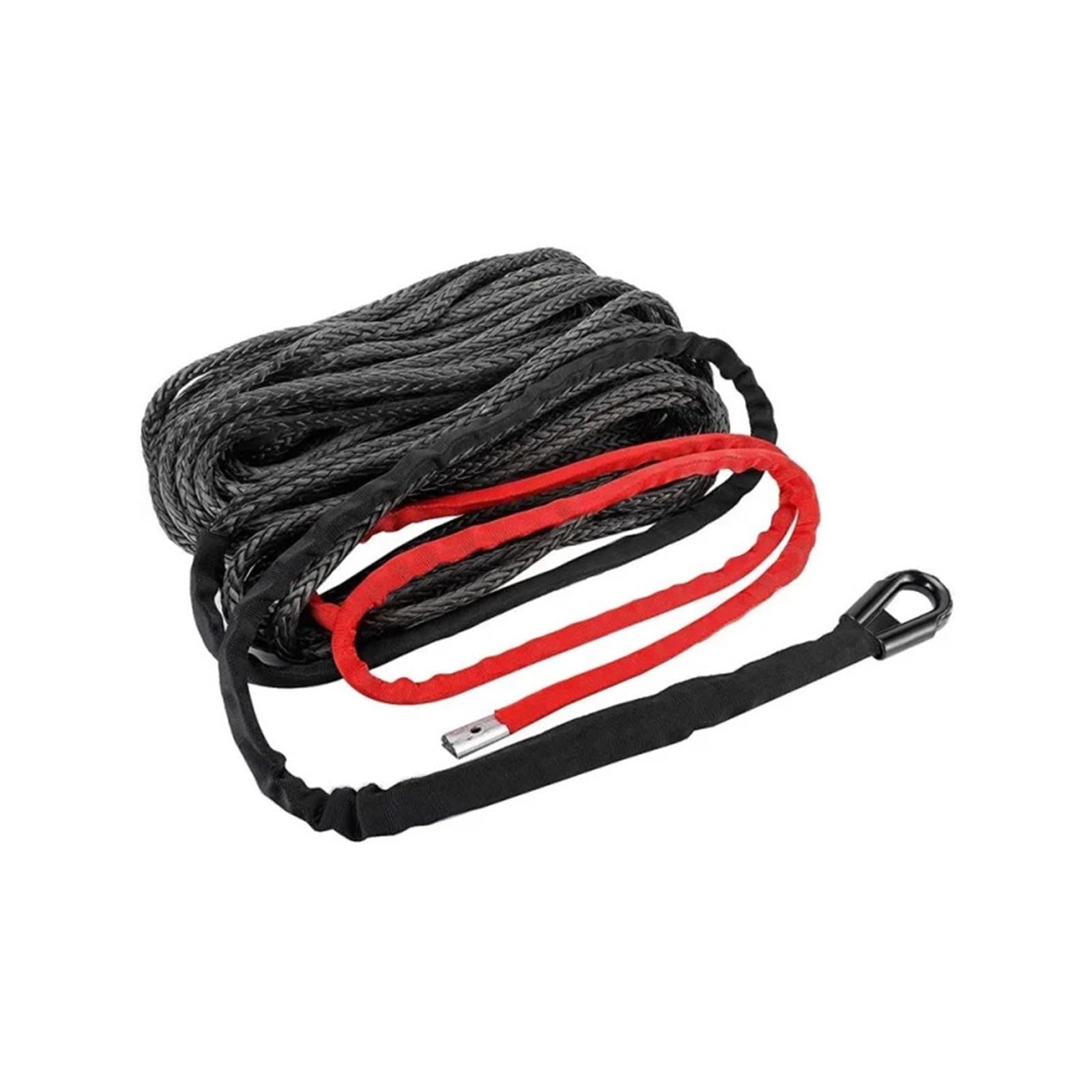 Lina wyciągarki 12000 funtów, 25 m * 10,5 mm, syntetyczny kabel z włókna ATV UTV SUV KFI, zapasowy z hakiem(Black)