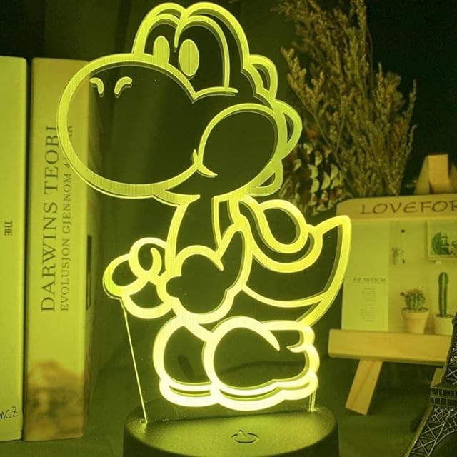 giyiohok 3D Illusion Lamp Led Night Light Game Super Mario Yoshi Figure for Kid Room Decoration Cool Birthday Gift for Kids Children s Sleep Lamp