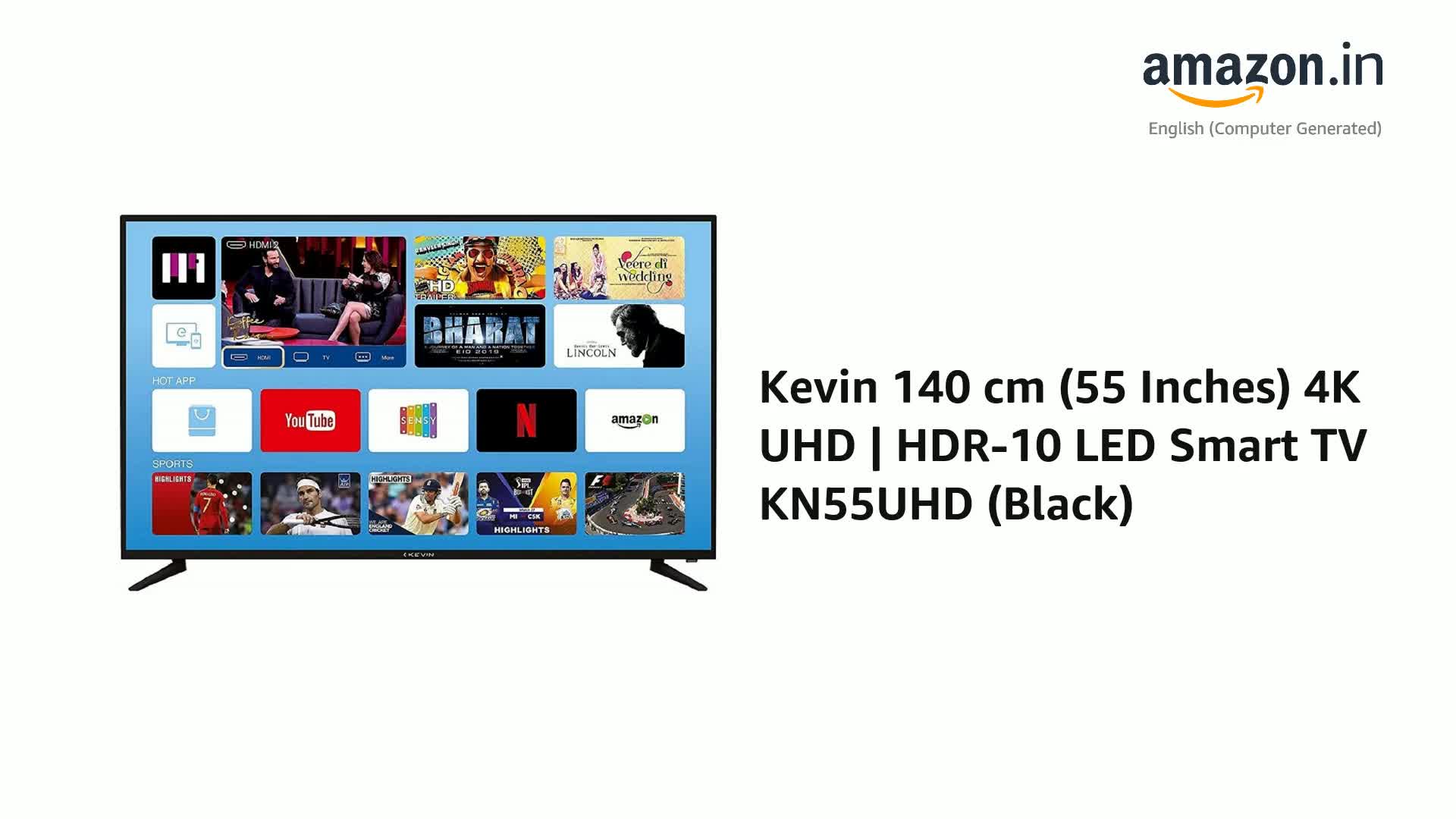 Kevin 140 cm (55 Inches) 4K UHD | HDR-10 LED Smart TV KN55UHD