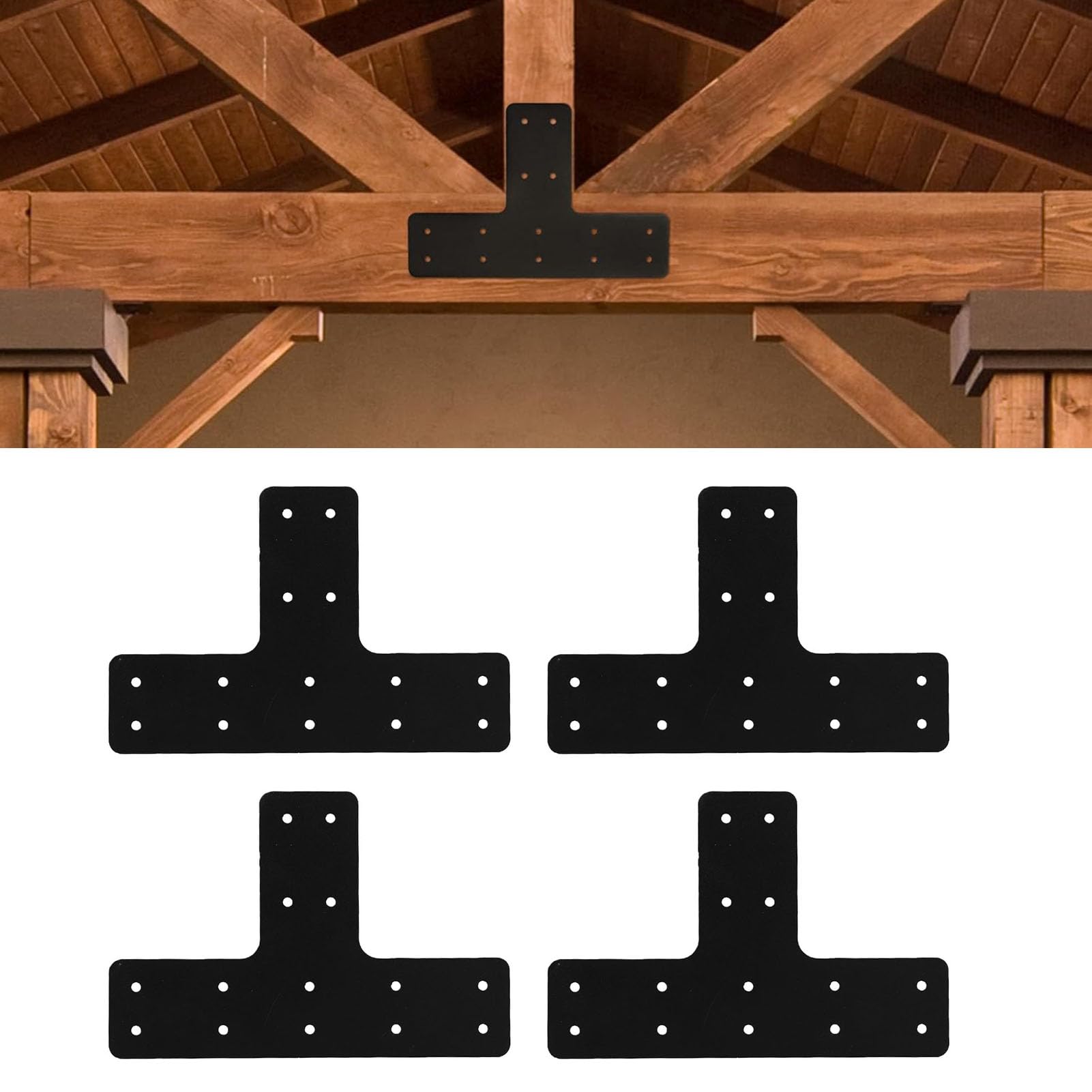 Jeffergarden 4 Pezzi Staffe per Palo a T in Legno, Supporti per Montanti