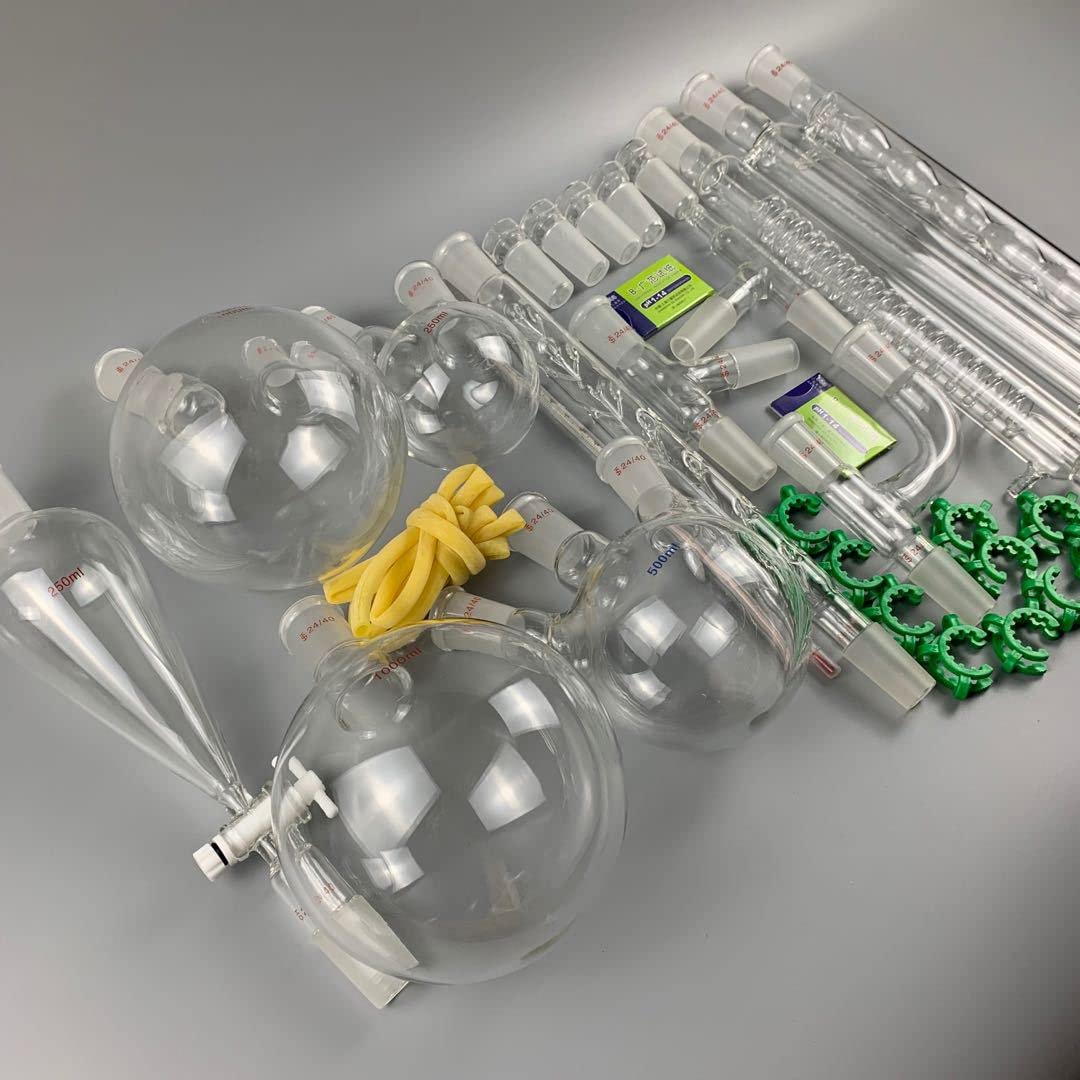 Labor-Destillationsset, 32-teiliges Set Glaswaren-Lehrmittel-Set Mit 24/40-Verbindung, 1000 Ml Ätherisches Öl-Geräteset Für Lehrmittel-Set