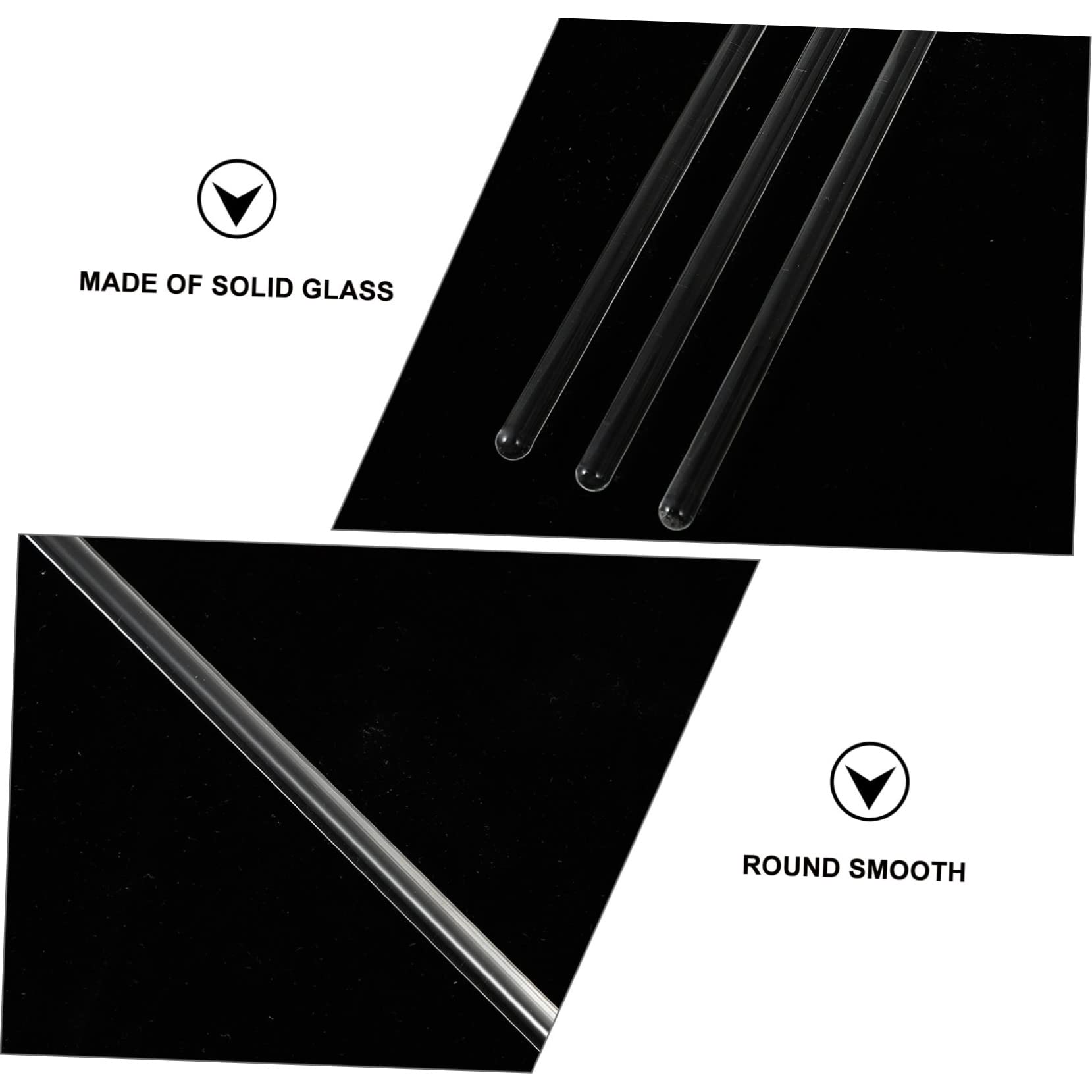 VILLCASE 3pcs Stirrer for use Glass stir Stick Transparent Stirring Rod Stirring Sticks Laboratory Glass rods stir Sticks for Cocktails Glass buret Mixer Glass bar Christmas Round re-usable