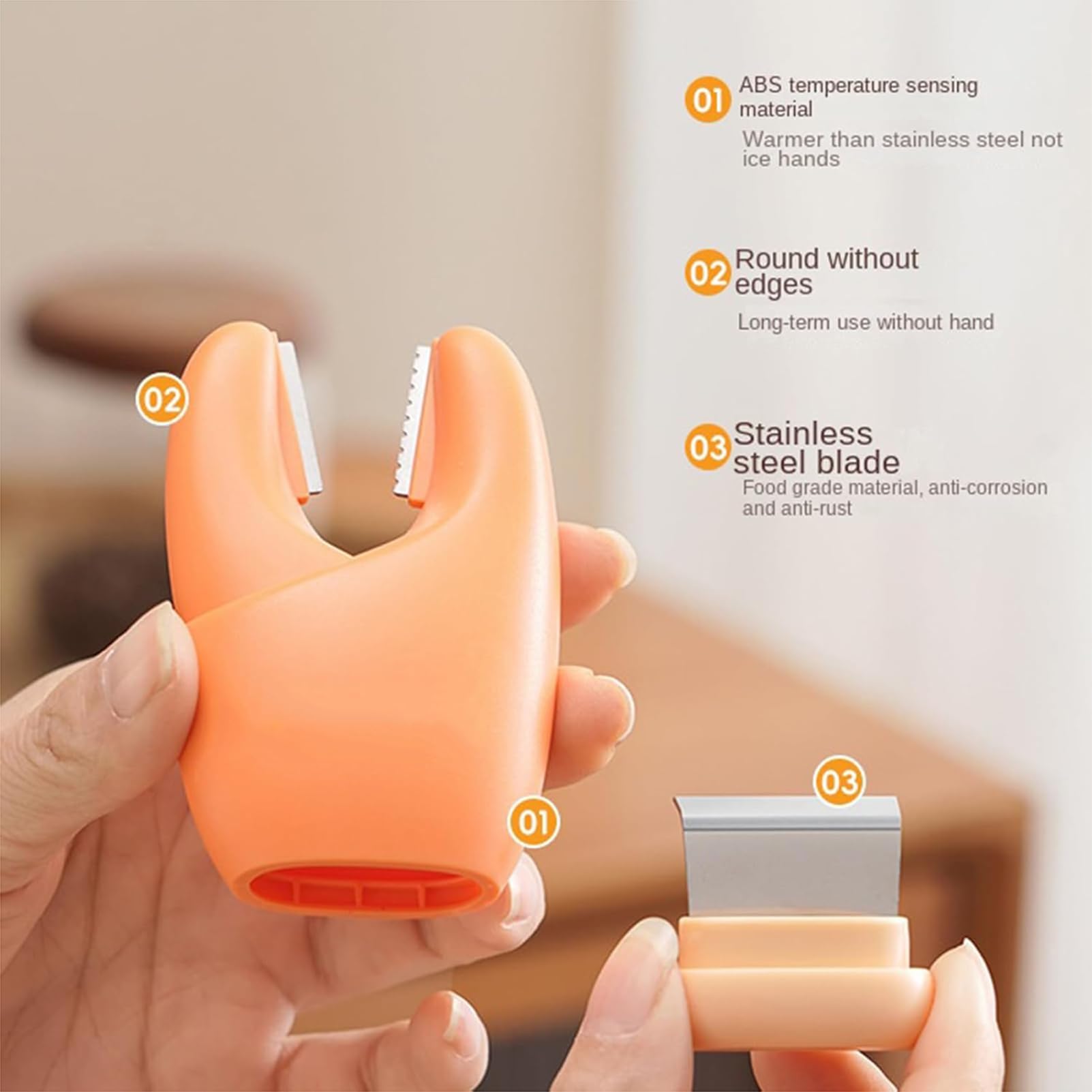 Éplucheur d'ail et de crabes avec Manche pour Usage Domestique, Pince magnétique 2 en 1, idéale pour la Chambre, la Cuisine, l'appartement et Le Foyer,Orange,9 x 4.5 cm