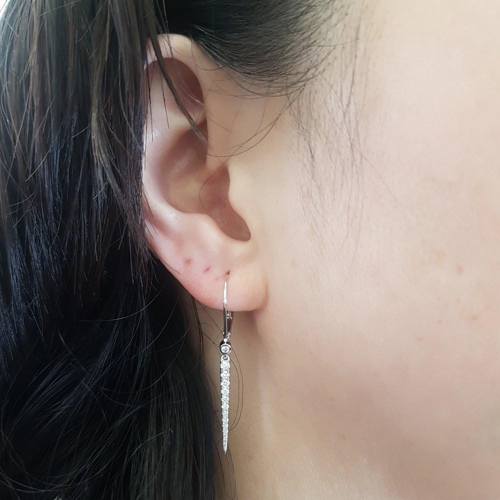 Dazzlingrock Collection 0.32 Ctw 14K Real Solid Gold Round Cut White Natural Diamond Women Line Drop Earrings