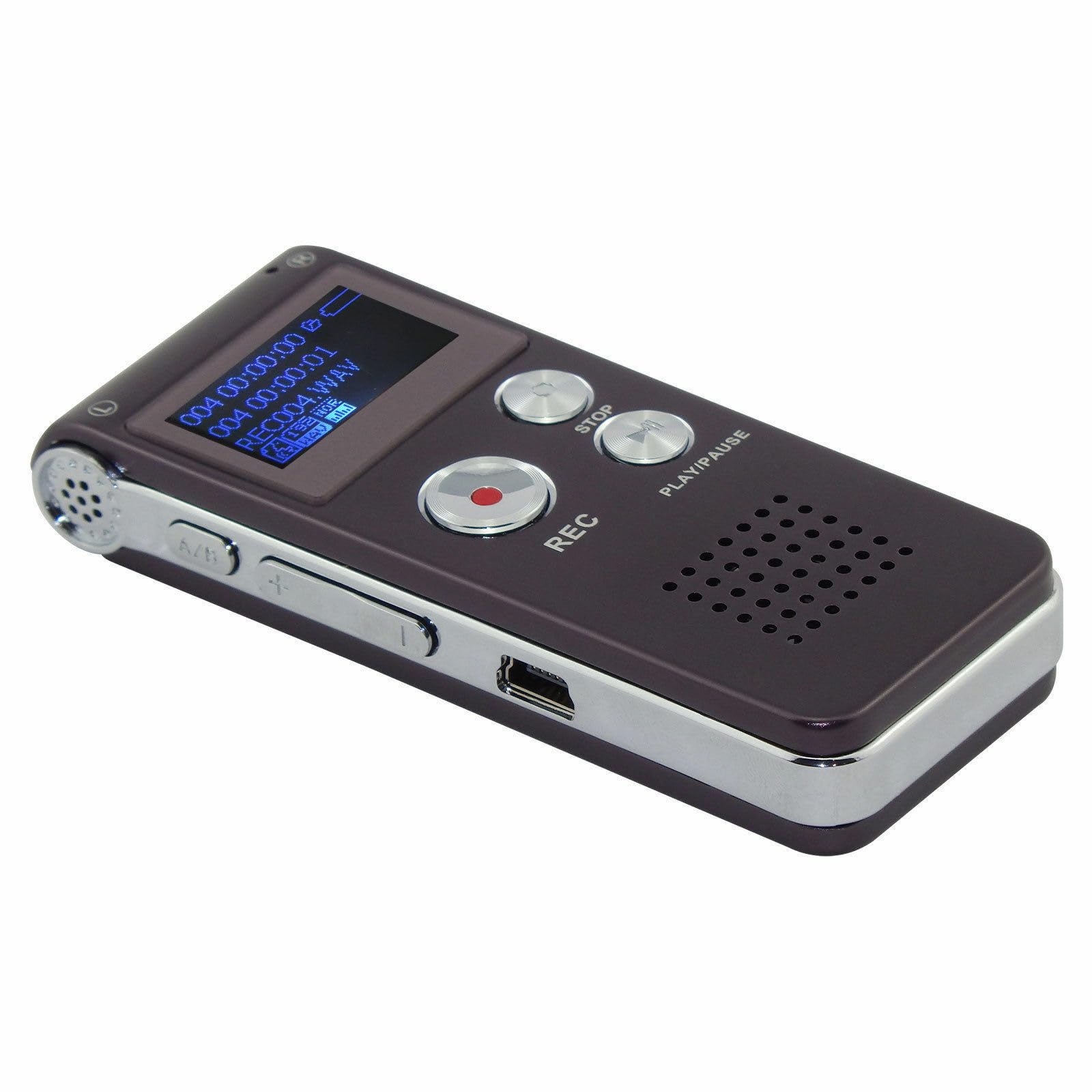 COOLEAD Dictaphone professionnel USB 8 Go avec lecteur MP3, enregistreur vocal portable avec double microphone sensible et haut-parleur intégré dictaphone avec lecteur MP3