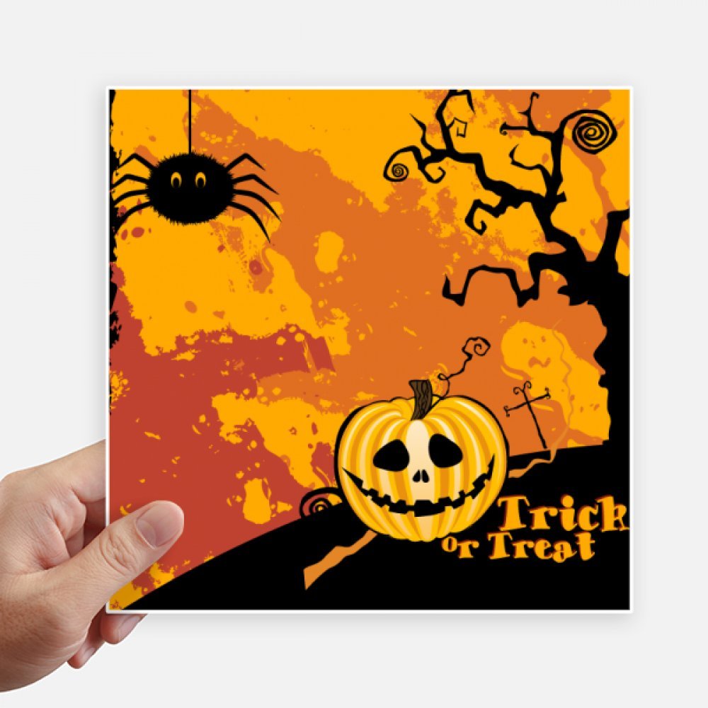 Sticker carré Halloween citrouille de 20 cm, décal multicolore 4 pièces pour mur et valise