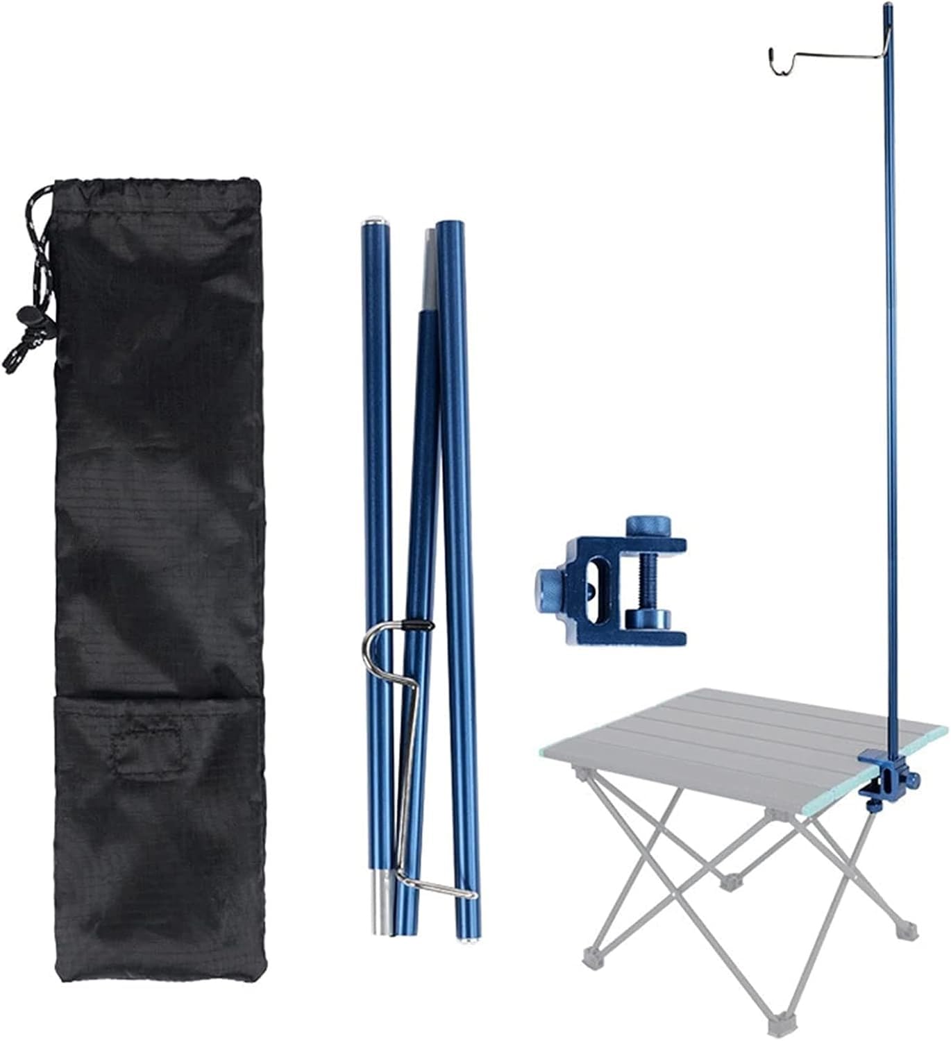 Iv - Asta per flebo in acciaio inox, porta sacca per flebo con 1 gancio, supporto portatile per infusione per anziani, assistenza domiciliare, ospedali e cliniche.(Blue)