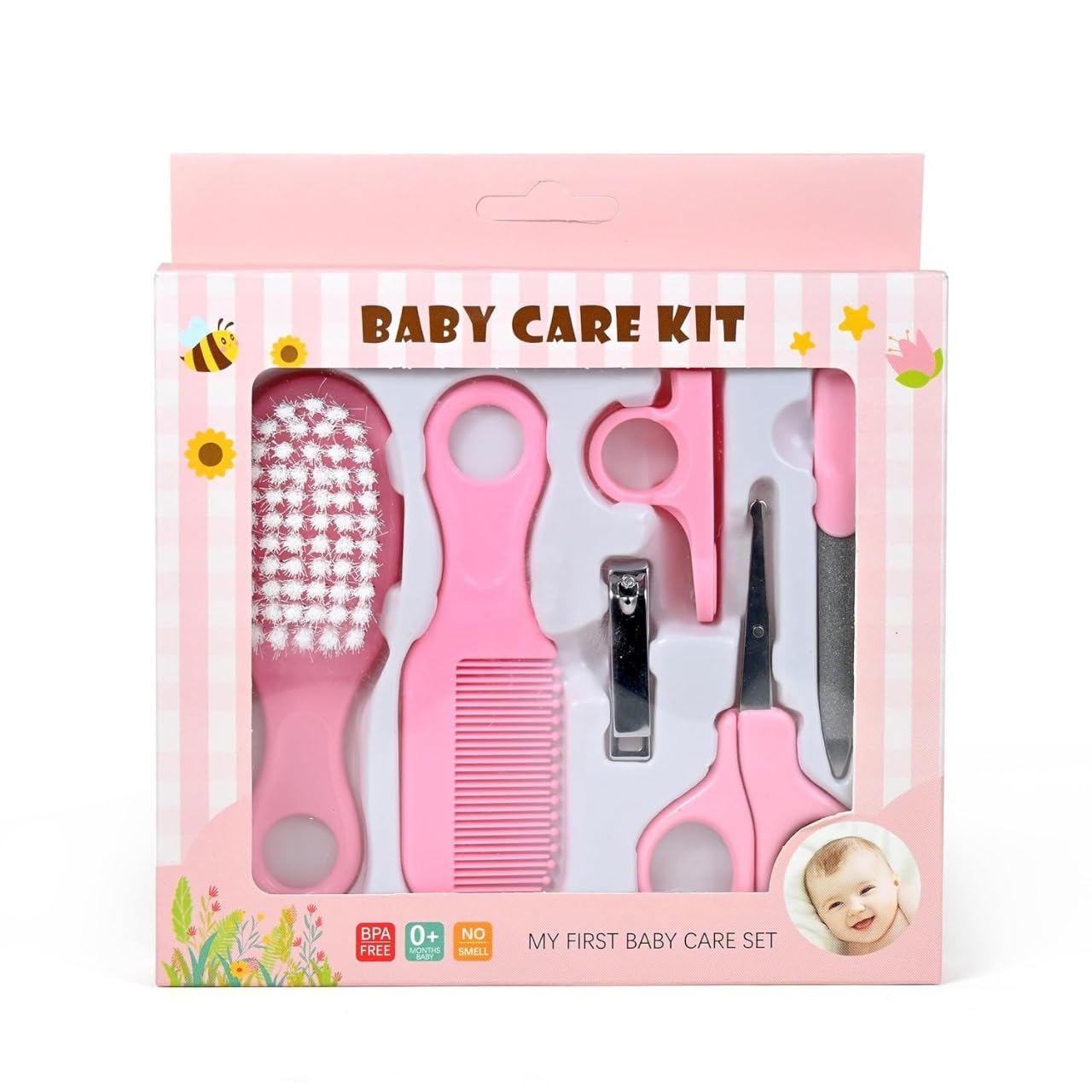 BACHPANA Portable Manicure Grooming Kit For New Born Baby | 10 In 1 Healthcare Accessories Set To Keep Infants & Toddlers Clean Perfect Nursery Gift With Nail, Hair, Ear Grooming Tools For Kids (Pink)-image-12