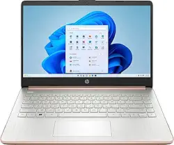 HP Laptop com tela HD de 14 polegadas (1366 x 768), Intel Celeron N4120, 1,1 GHz, 4 GB de memória, 128 GB eMMC, Windows 11 Home no modo S, um ano Office 365 incluído, ouro rosa, 14-dq0762dx