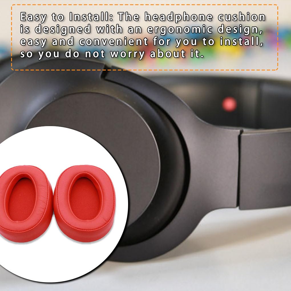 Lot de 10 coussinets en cuir pour écouteurs intra-auriculaires de rechange pour casque MDR-100ABN Rouge
