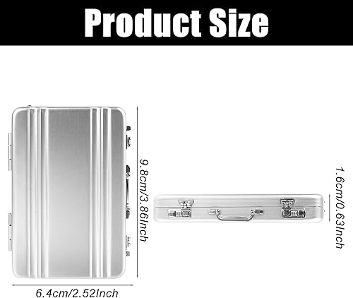 Miniatura 2 de OBANGONG Maletín de aluminio para tarjetas de visita, 4 unidades, mini, lindo maletín de contraseña, tarjetero de metal, tarjetero de crédito,