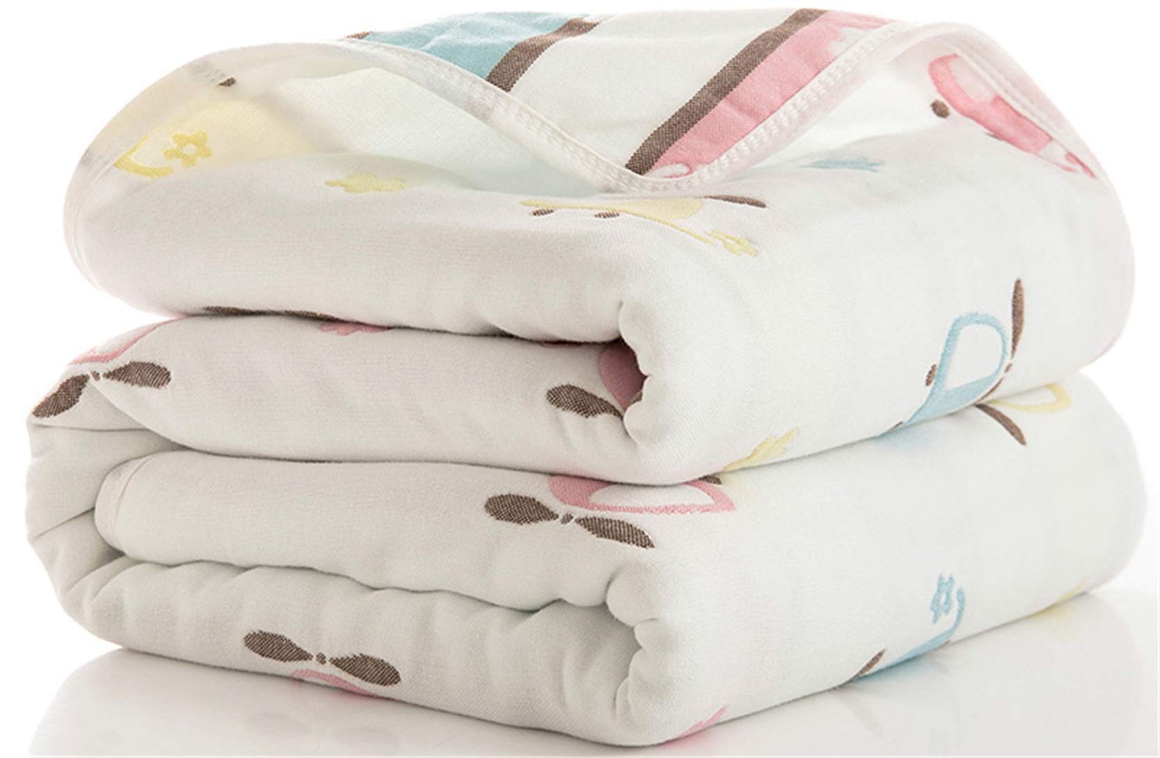 Hayisugar Muslin Baby Blankets 6 Layers 100% Cotton Muslin Swaddle Blanket Soft Infant Large Muslin Cloths Baby Swaddle Wrap for Newborn Kids, Plane, 110x110cm