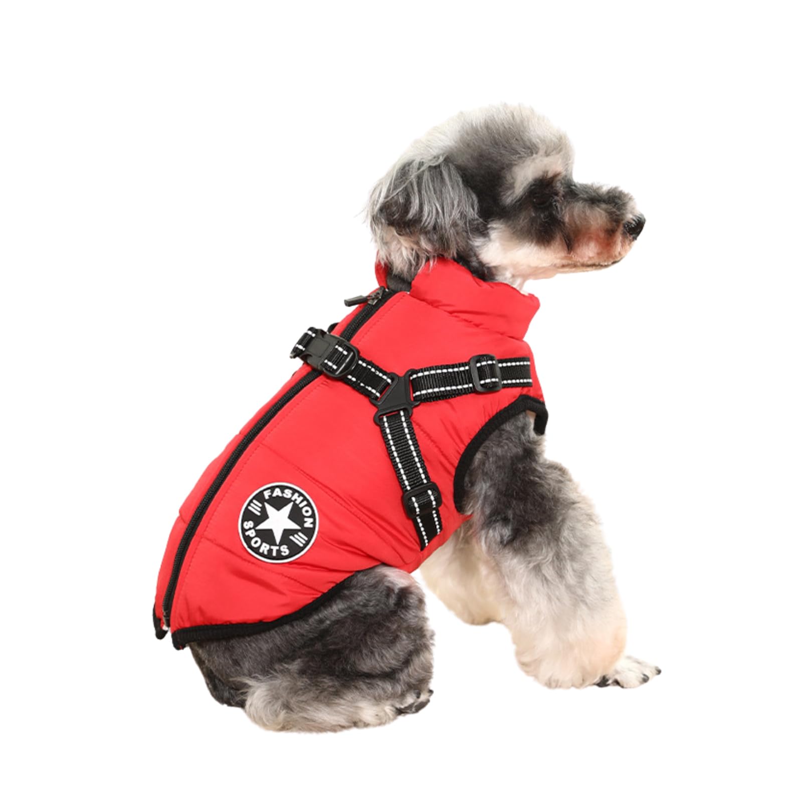 Warm Coats Jackets, Waterproof Dog Clothes Winter Vest Dog Jacket with Harness for Cats & Puppies (Red, S)