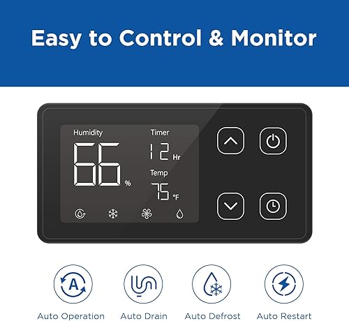Miniatura 8 de Deshumidificador comercial de 70 pintas con bomba, deshumidificador portátil de espacio de rastreo para sótano, deshumidificadores compactos