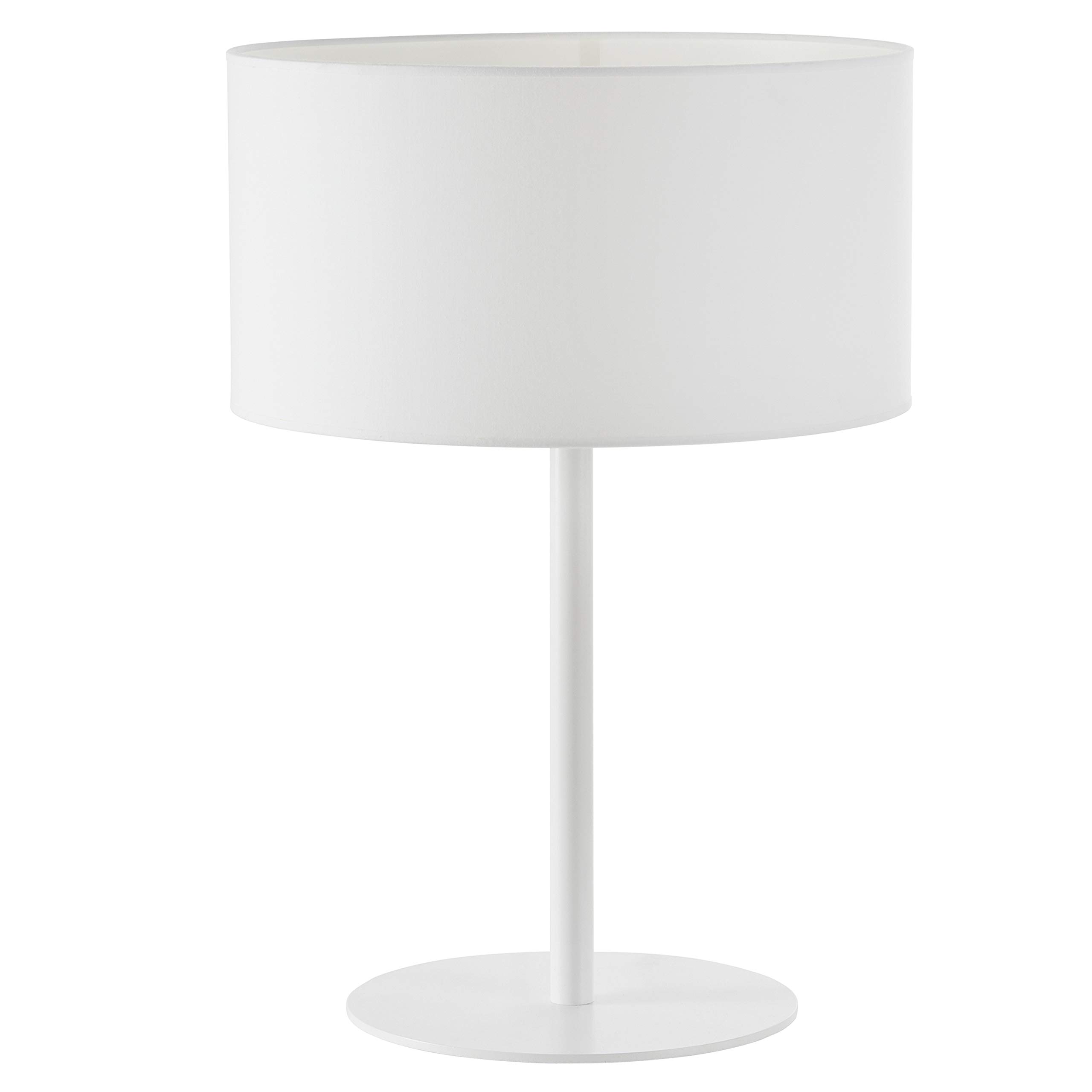 Lámpara de mesa AMSTERDAM blanca con pantalla blanca incluida, portalámpara E27 interior IP20 (Ø38cm). Lámpara mesa de noche dormitorio, mesa auxiliar o para salón de estar.