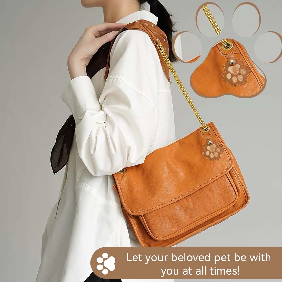 Llavero para Pelo de Animal, Pet Memorial, Recuerdo de Pelo de Mascotas, Llaveros de Cuero, Diseño de Huellas de Patas, Llavero para Recoger Pelo de Gato y Perro (2 Unidades, Marrón, Negro)