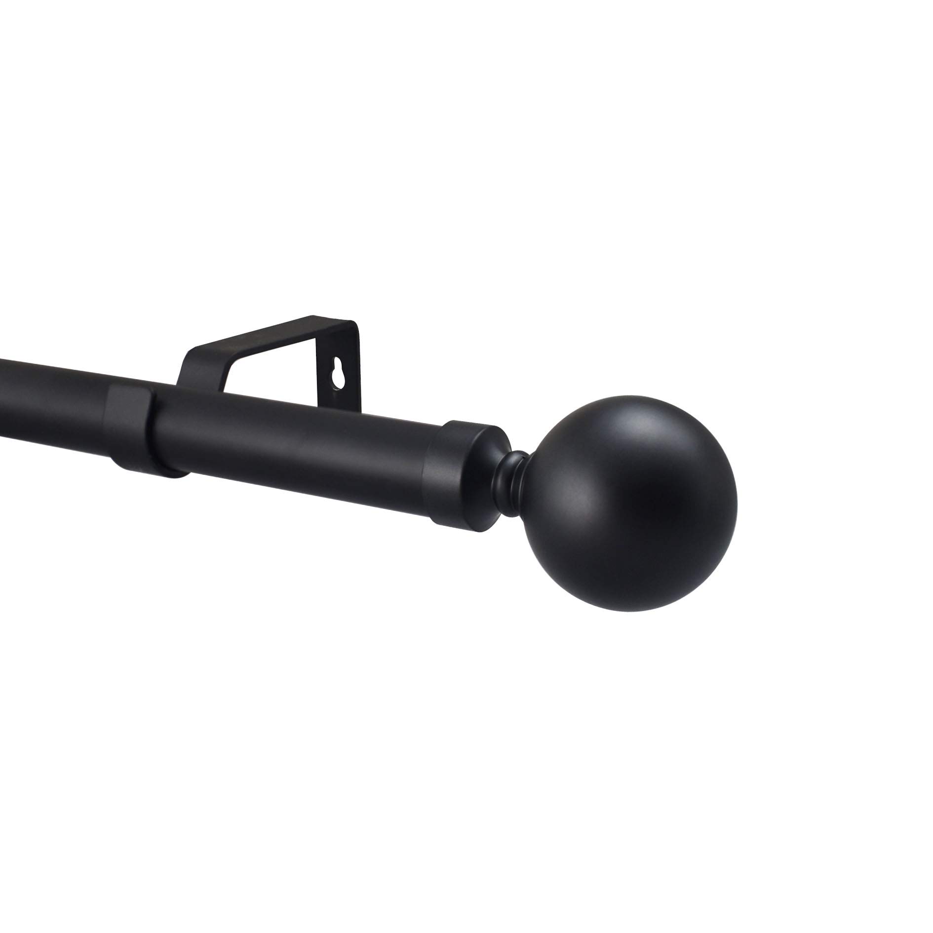 YHO Extendable Curtain Pole Matt Black Metal Curtain Pole Set 28mm Includes Finials, Brackets & Fittings (0.7m - 1.2m Extendable, Venice Finial)
