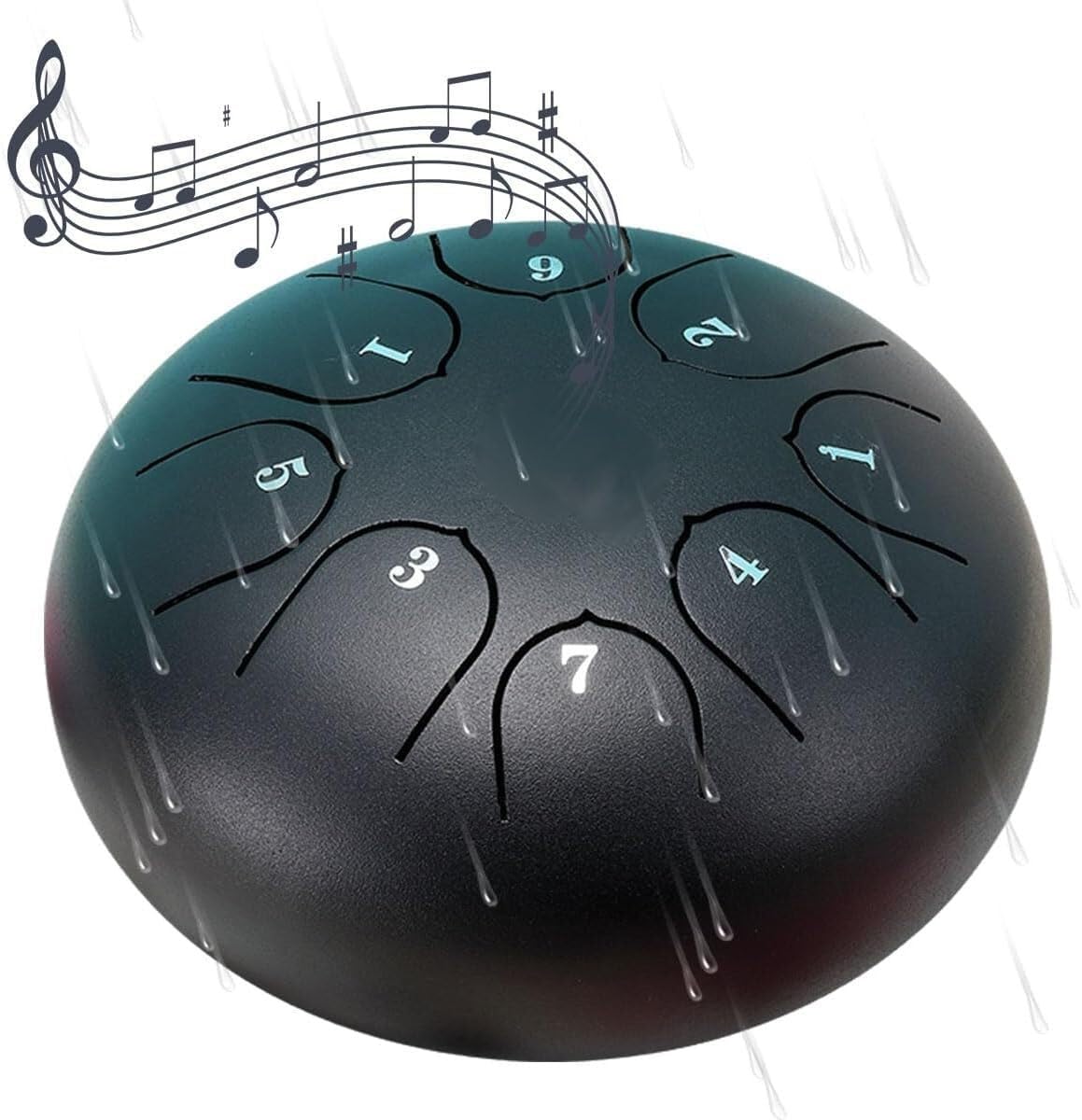 Chakra Rain Drum for giardino: 8 note di armonia - Sperimenta il potere curativo delle frequenze dei chakra con questo squisito strumento(Black)