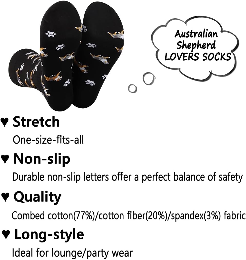 G2TUP 2 Pair Australian Shepherd Socks - Aussie Mom & Dog Owner Gift