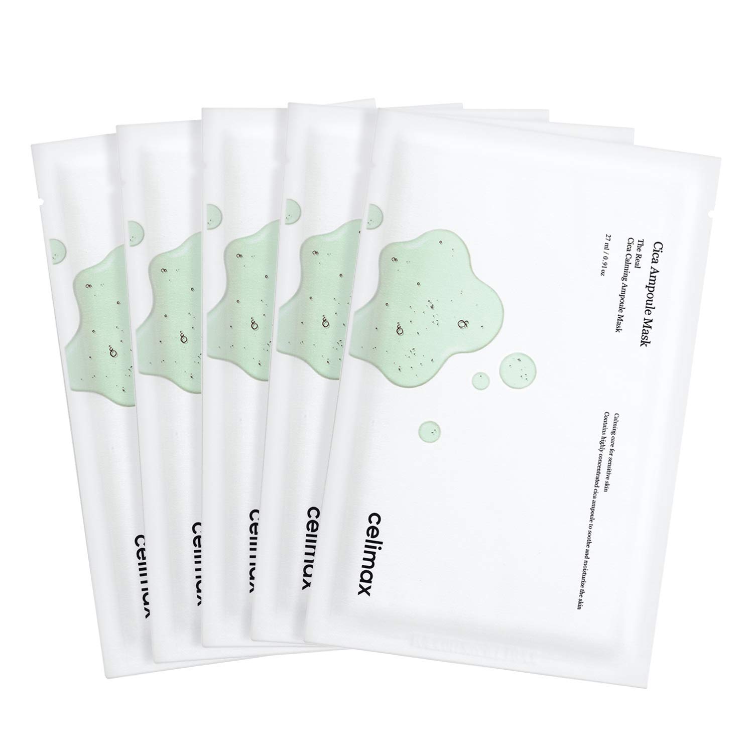 [celimax] The Real Cica Calming Ampoule Mask - with 75% of Centella Asiatica, 25ml (5EA)