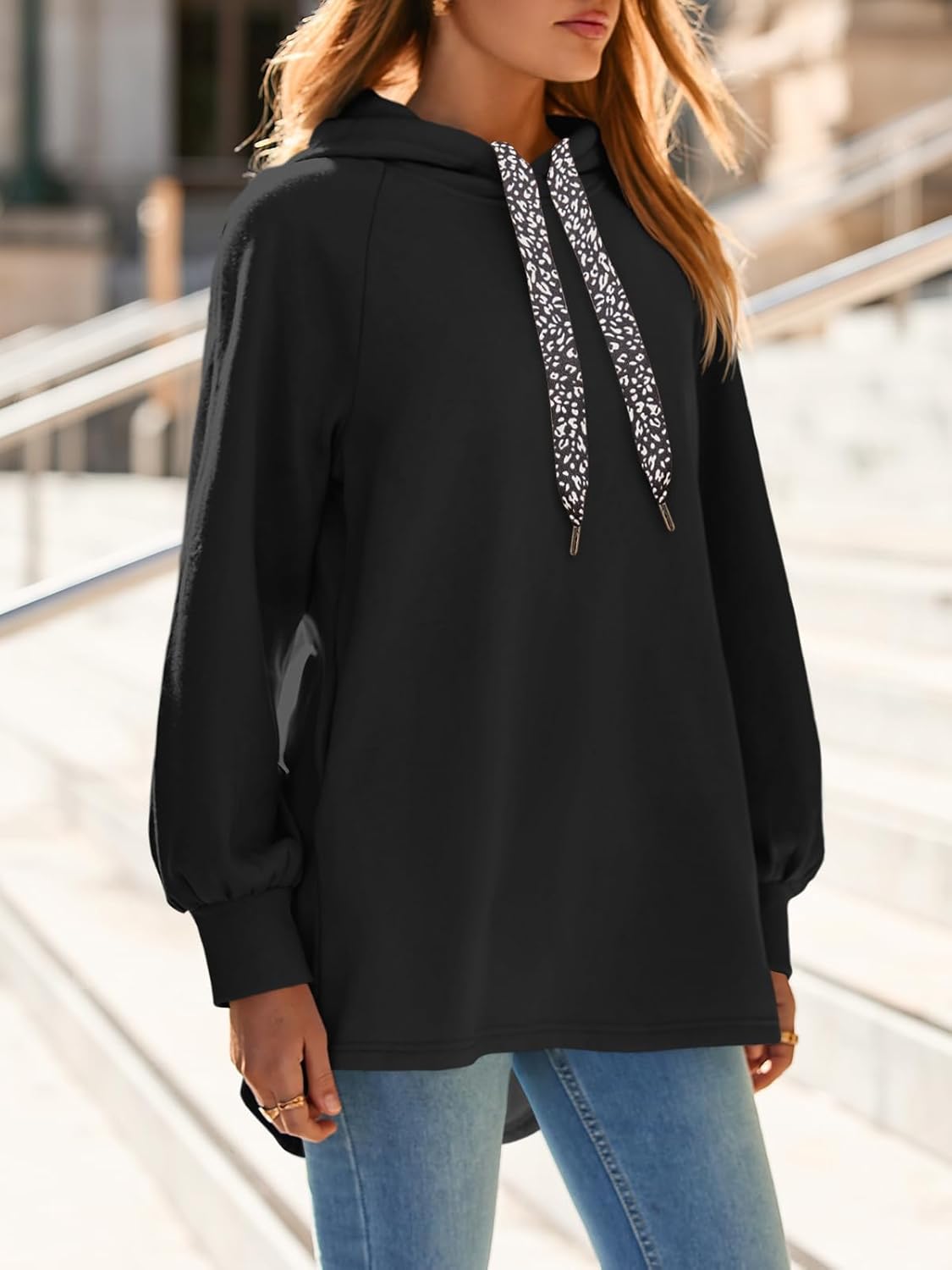 Fisoew Womens Casual Oversized Hoodies Loose Drawstring Long Sleeve Fleece Hooded Pullover Sweatshirts - Image 4