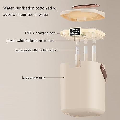 Miniatura 3 de Humidificador de aire para dormitorio, humidificador silencioso de niebla fría de 2 L, con pantalla digital y luz nocturna, 3 modos de niebla, para