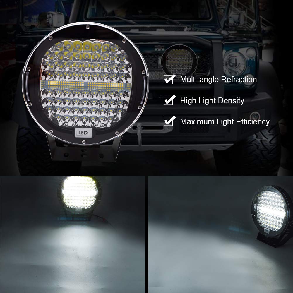 Safego 2pcs Focos LED Tractor, 9" 408W 40800LM Faros Trabajo LED Spot 12V-24V IP67 Impermeable Luz de Niebla para Coche, SUV, UTV, ATV, Off-road, Camión, Moto (Concha negra)