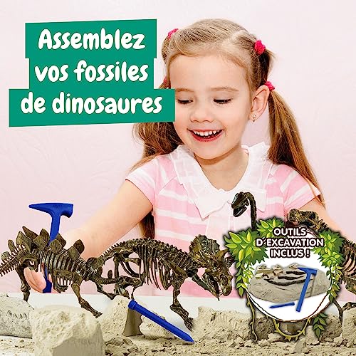 Science4you - Kit de Fouille de Fossiles 4 en 1 pour Enfants 5 6 7 8 9 10 Ans - Excaver et Assembler 4 Dinosaures: T-Rex, Triceratops, Velociraptor et Stegosaurus - Jouet Idéal pour Filles et Garçons